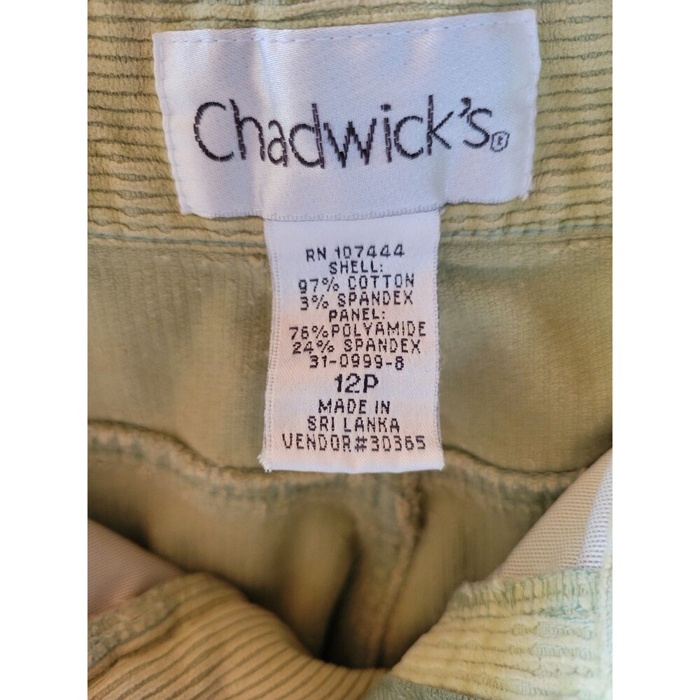 Chadwicks Straight Leg Stretch Cotton Corduroy Pants 12 Petite Powder Green - Picture 4 of 9